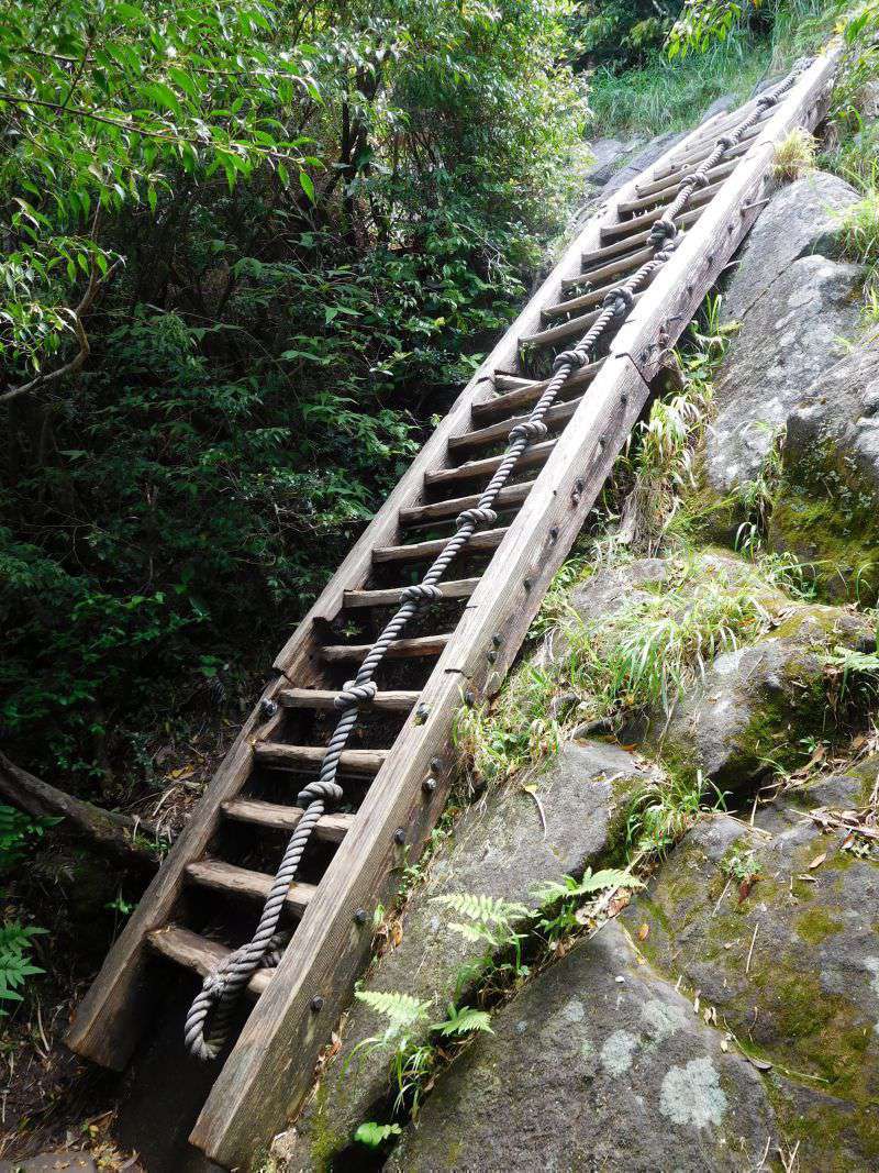 Photograph of Kaimondake volcano ropes and ladders