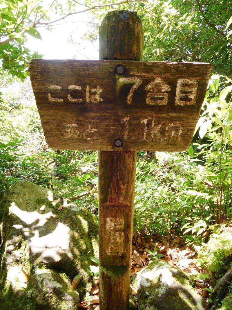 Photograph of Stage signpost on Kaimondake volcano hike