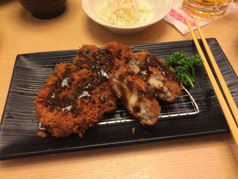 Photograph of Tonkatsu at Okayama train station - it's easy to travel in Japan when you can get great food at the train stations